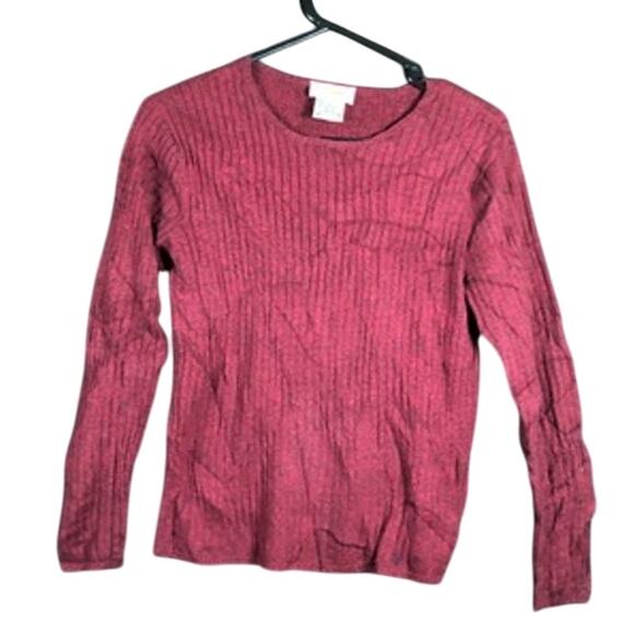 Talbots Womens Sweater Red Knitted Petite Crew Neck Long Sleeve SP - Picture 1 of 13